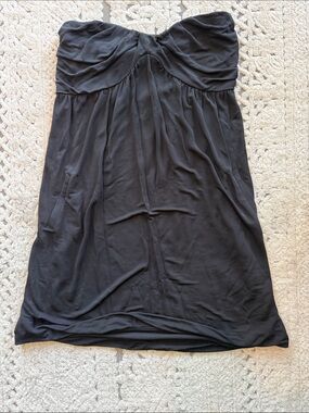 Vigold Strapless Black Gathered Bust Dress